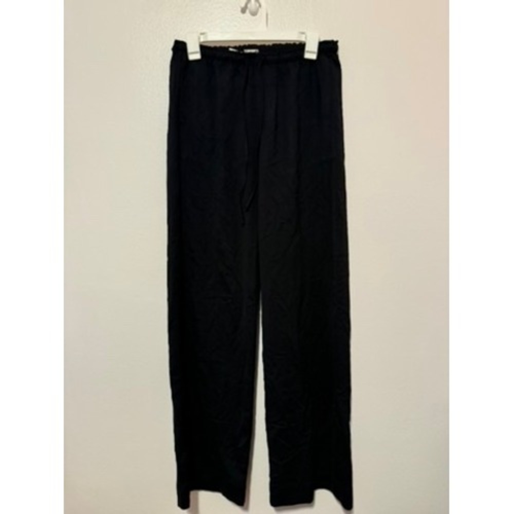 A New Day Womens Black Wide Leg Drawstring Pants XS Long NWT